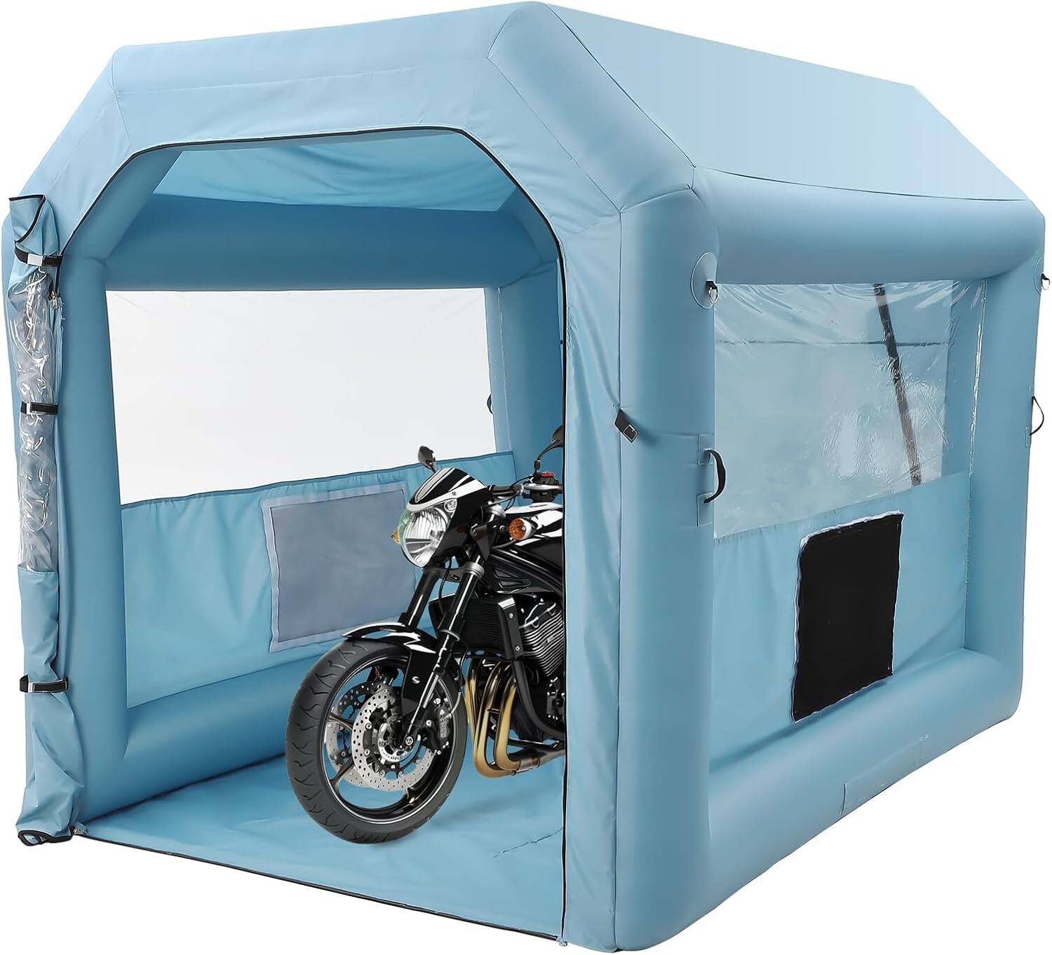 Alt View 4. Homhougo - 10x8x8 FT Inflatable Paint Booth | Portable Spray Shelter with 480W Blower & 3-Layer Filtration | Heavy-Duty - Blue 10x8x8 FT.
