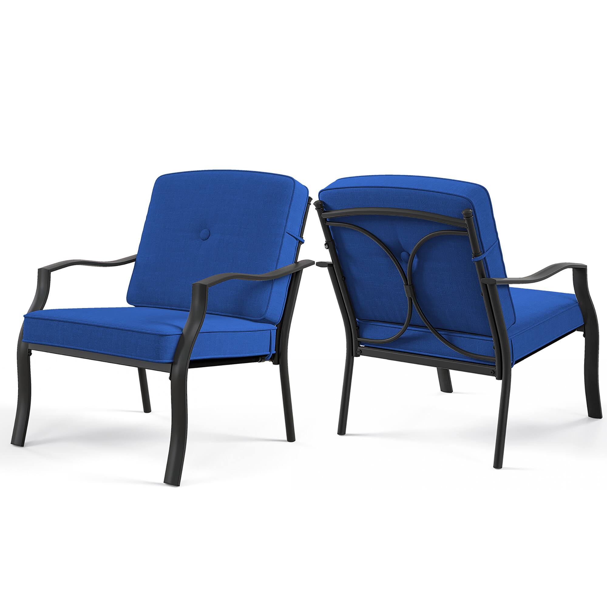 【Adul】PATIO Gymax 2 PCS Patio Metal Chairs Outdoor Dining Seat Heavy