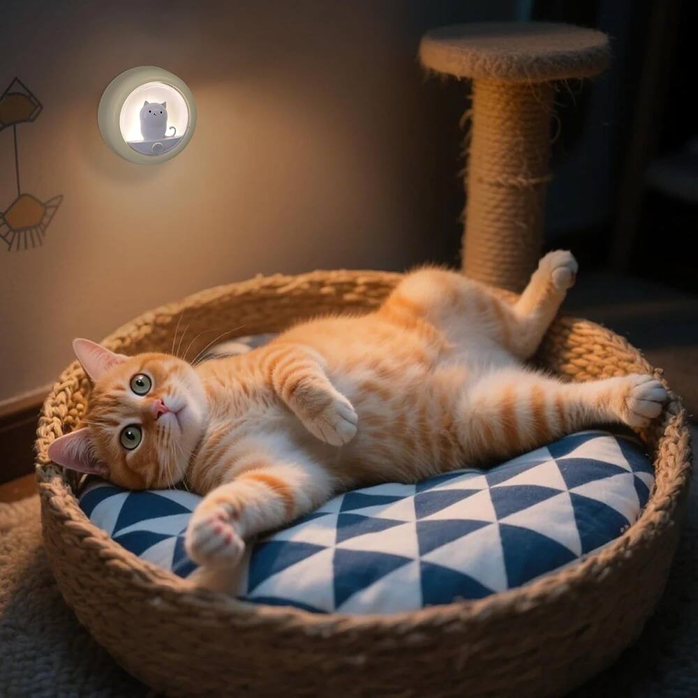 Alt View 1. Schertz - Cat Motion Sensor Night Light, Rechargeable LED, Warm White, Yellow - yellow.