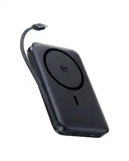 Baseus - PicoGo Qi2.2 Certified 10,000mAh Magnetic Power Bank - 45W PD Fast Charge with Built-in USB-C Cable - Black