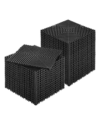 Front. VEVOR - Interlocking Drainage Mat, 12” x 12” Modular Interlocking Cushion, 40 Pcs Splicing Drainage Mats, Non-Slip PP Shower Mat - Black.