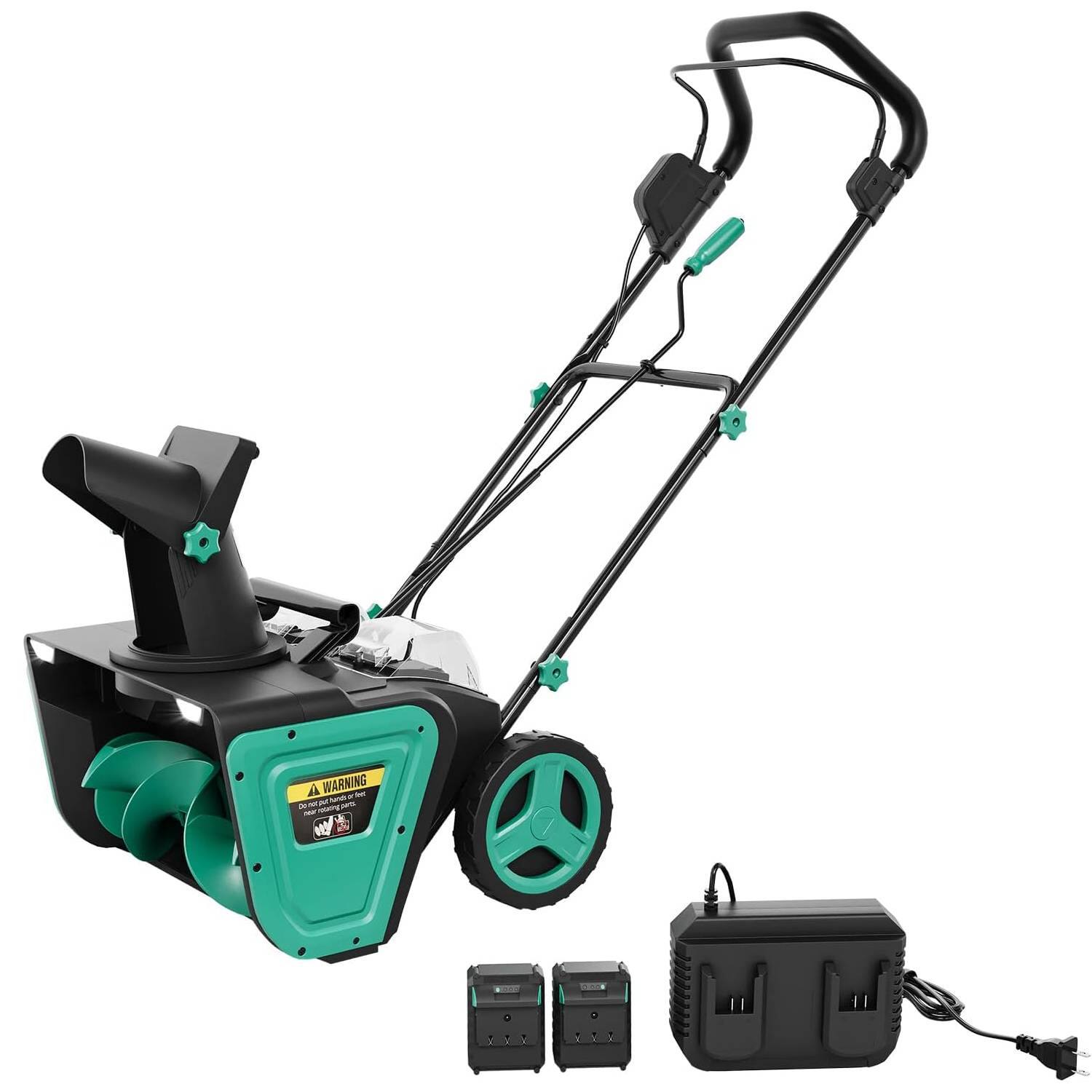 Acekool - 20 Inch Cordless Electric Snow Blower, Snow Shovel for Driveway, Sidewalk, Walkway - Green