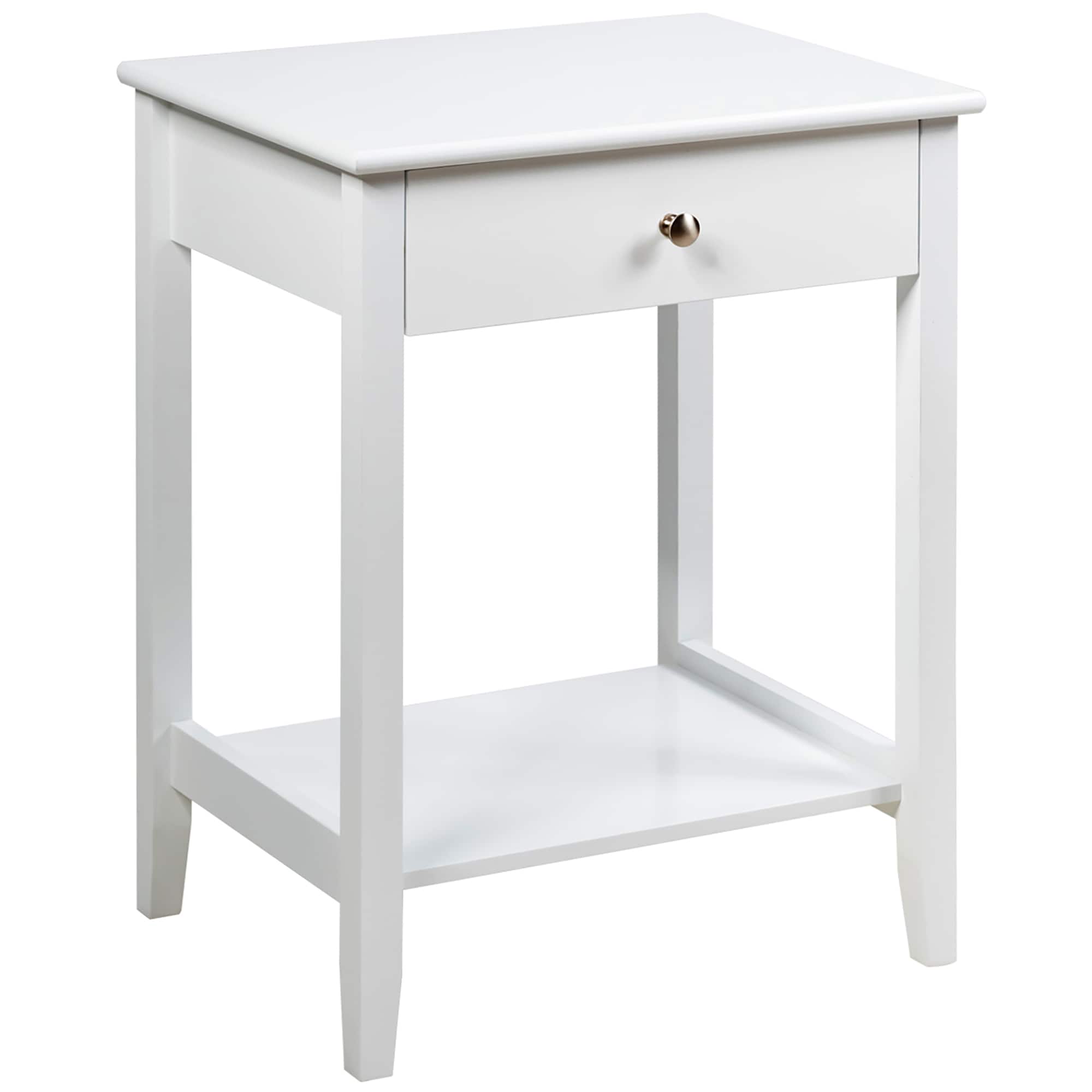Costway - Nightstand End Table Storage Display Bedroom Furniture Drawer Shelf Beside - White