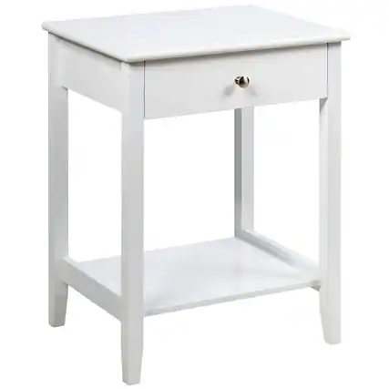 Front. Costway - Nightstand End Table Storage Display Bedroom Furniture Drawer Shelf Beside - White.