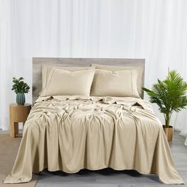 Bibb Home - 2000 Count 6-Piece Bamboo Sheet Set with Snug Grip - Warm Taupe