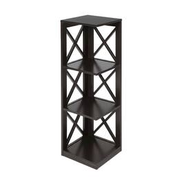 FurniFact - Corner Bookcase in Finish with 3 Tiers - Espresso