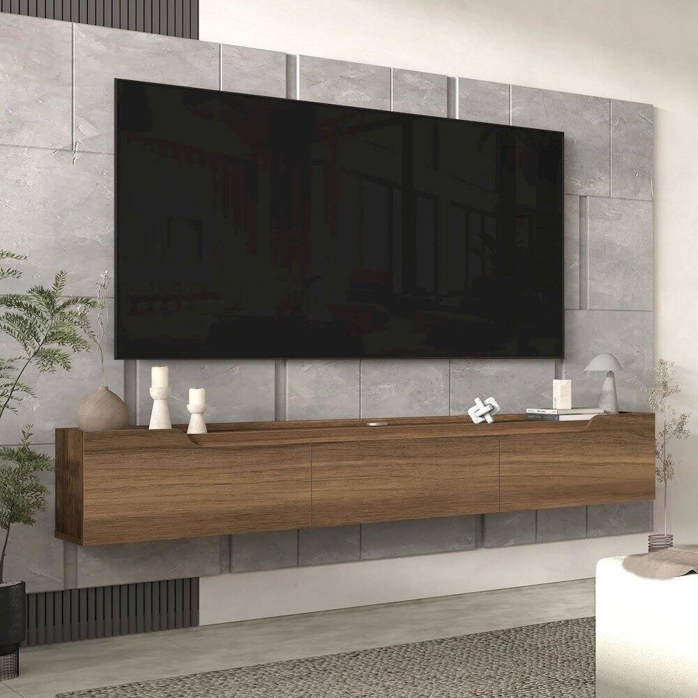 Alt View 1. Atelier Mobili - Floating TV Stand for Up to 80 Inch TVs – Wall Mounted Entertainment Center - Brown.