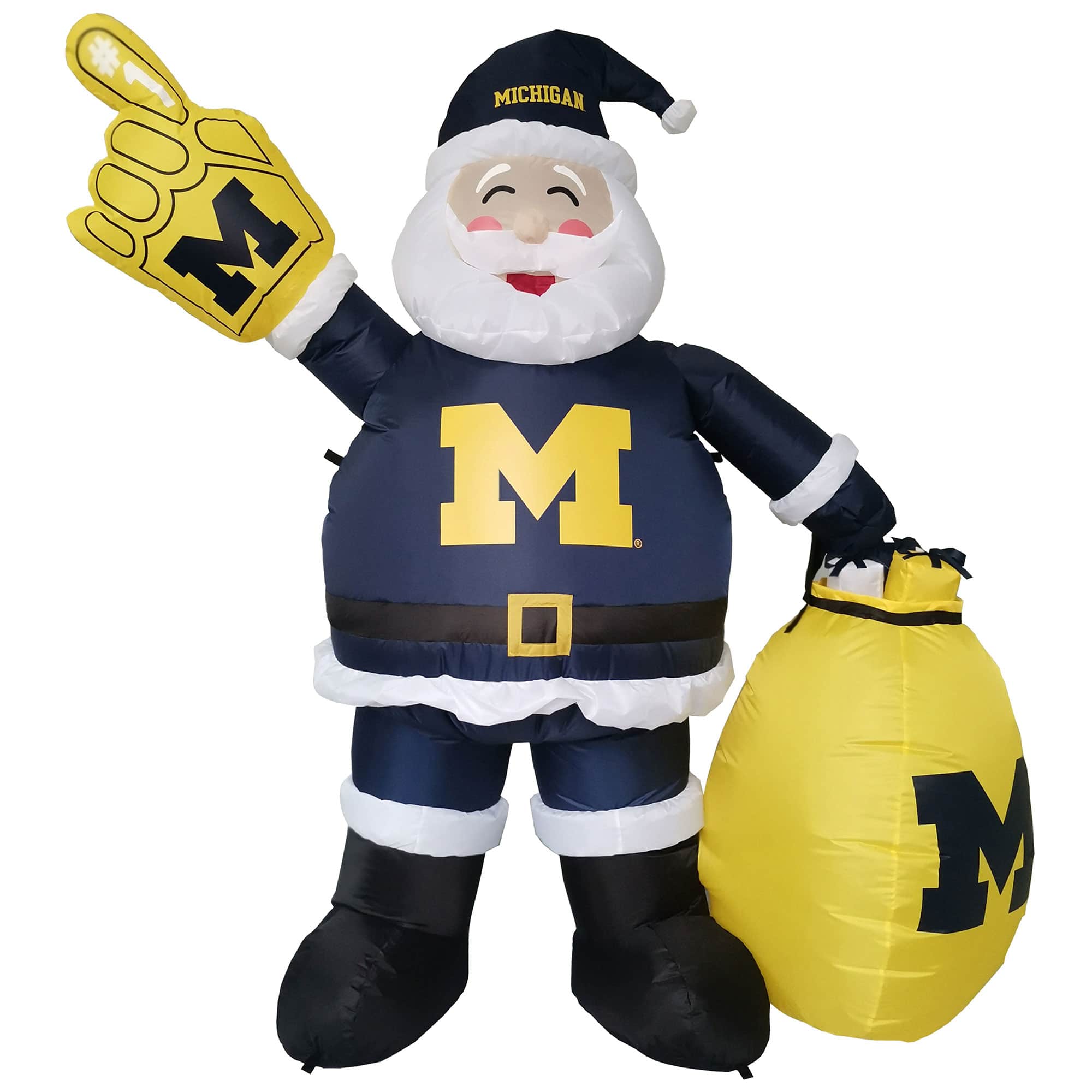 Front. Logo Brands - Michigan Wolverines 7' Inflatable Santa - Multicolor.