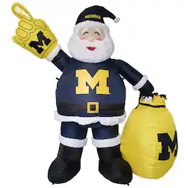 Logo Brands - Michigan Wolverines 7' Inflatable Santa - Multicolor
