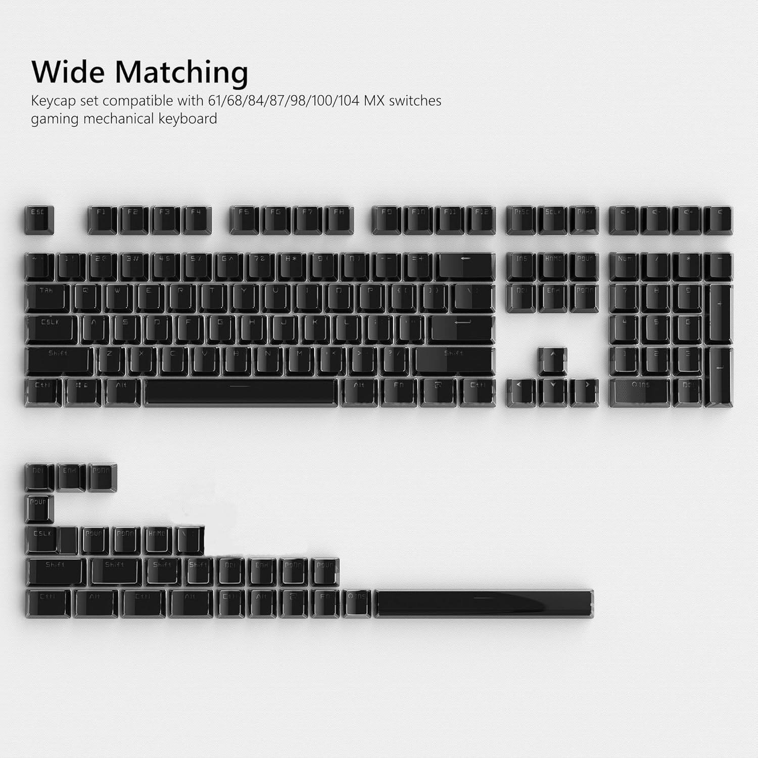 Wide Matching keycap set compatible with 61/68/84/87/98/100/104 MX switches gaming mechanical keyboard