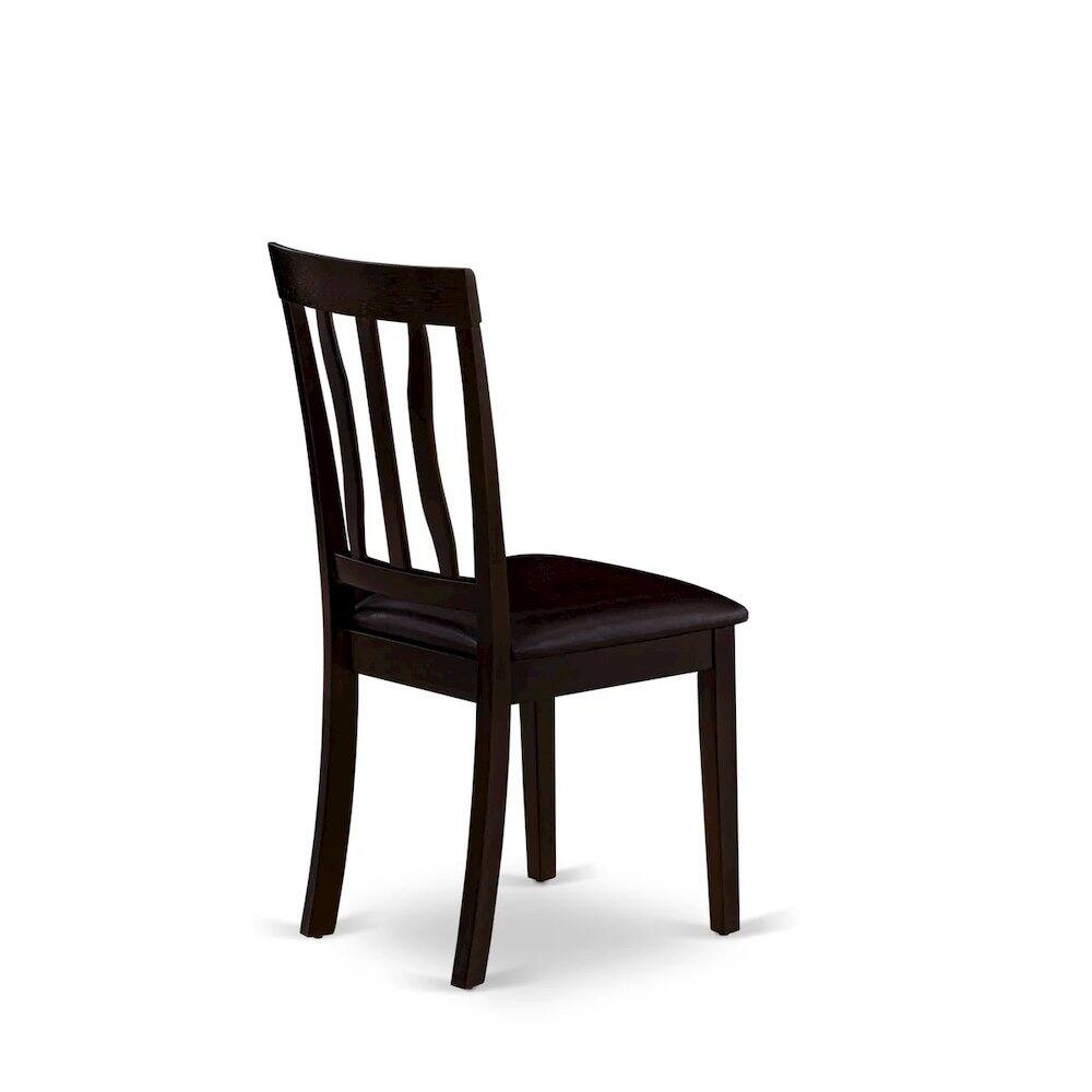 Left. East West Furniture - Antique Dining Chairs - Faux Leather Upholstered Wooden Chairs - Cappuccino.