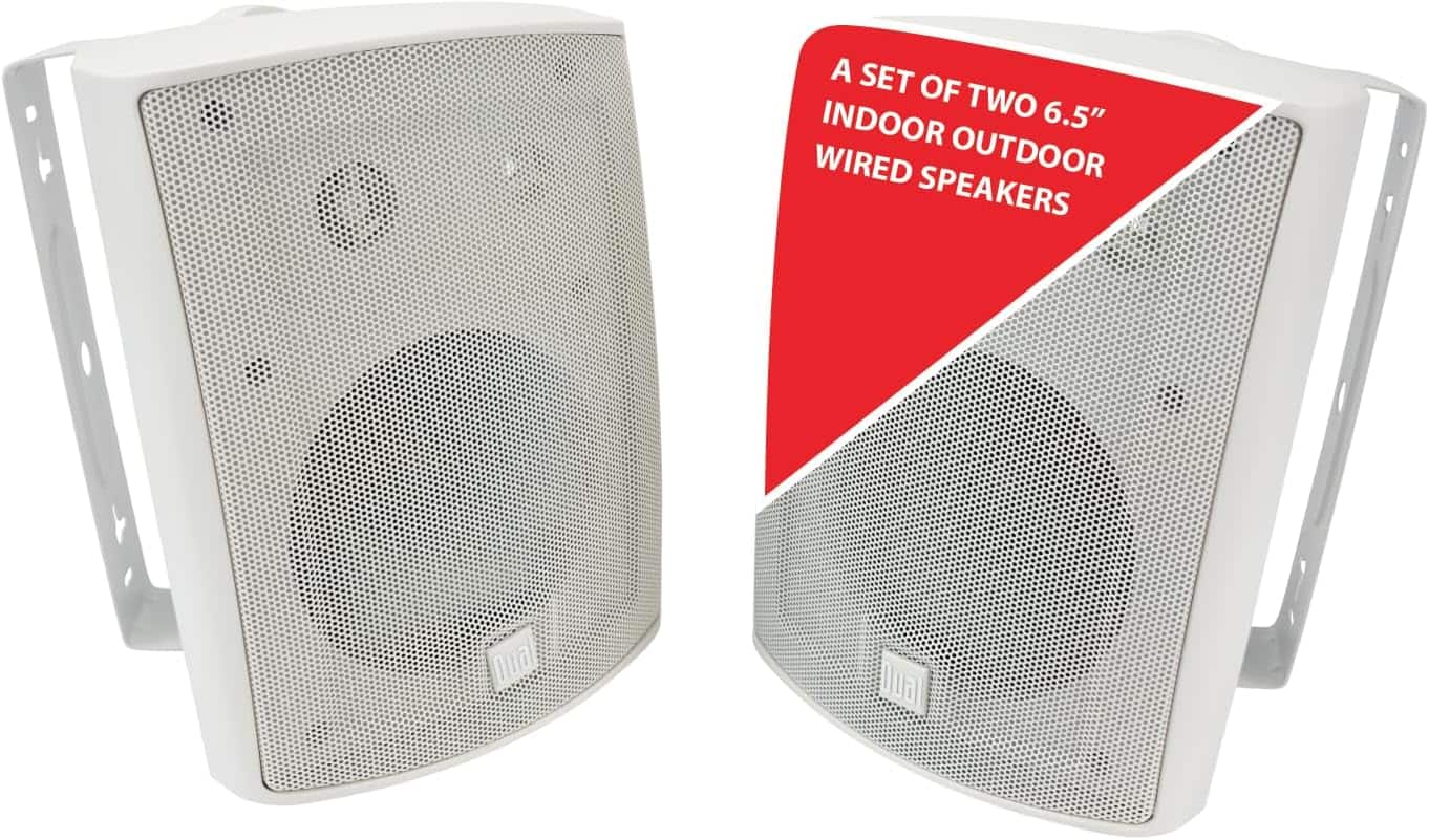 Dual - LU63PW 6.5" 3-Way Wired Outdoor/Indoor Speakers | Weather-Resistant | Home, Pool, Patio, Garage - White