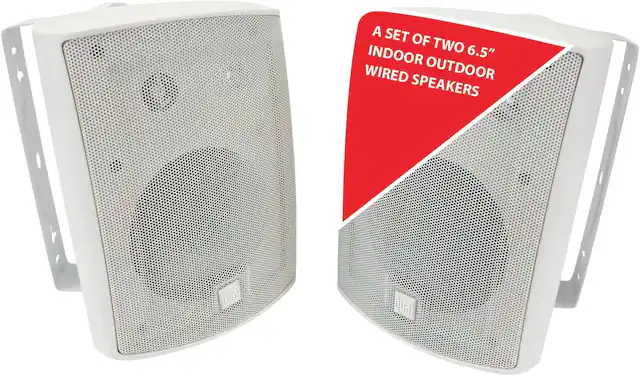 A set of two 6.5" indoor outdoor wired speakers