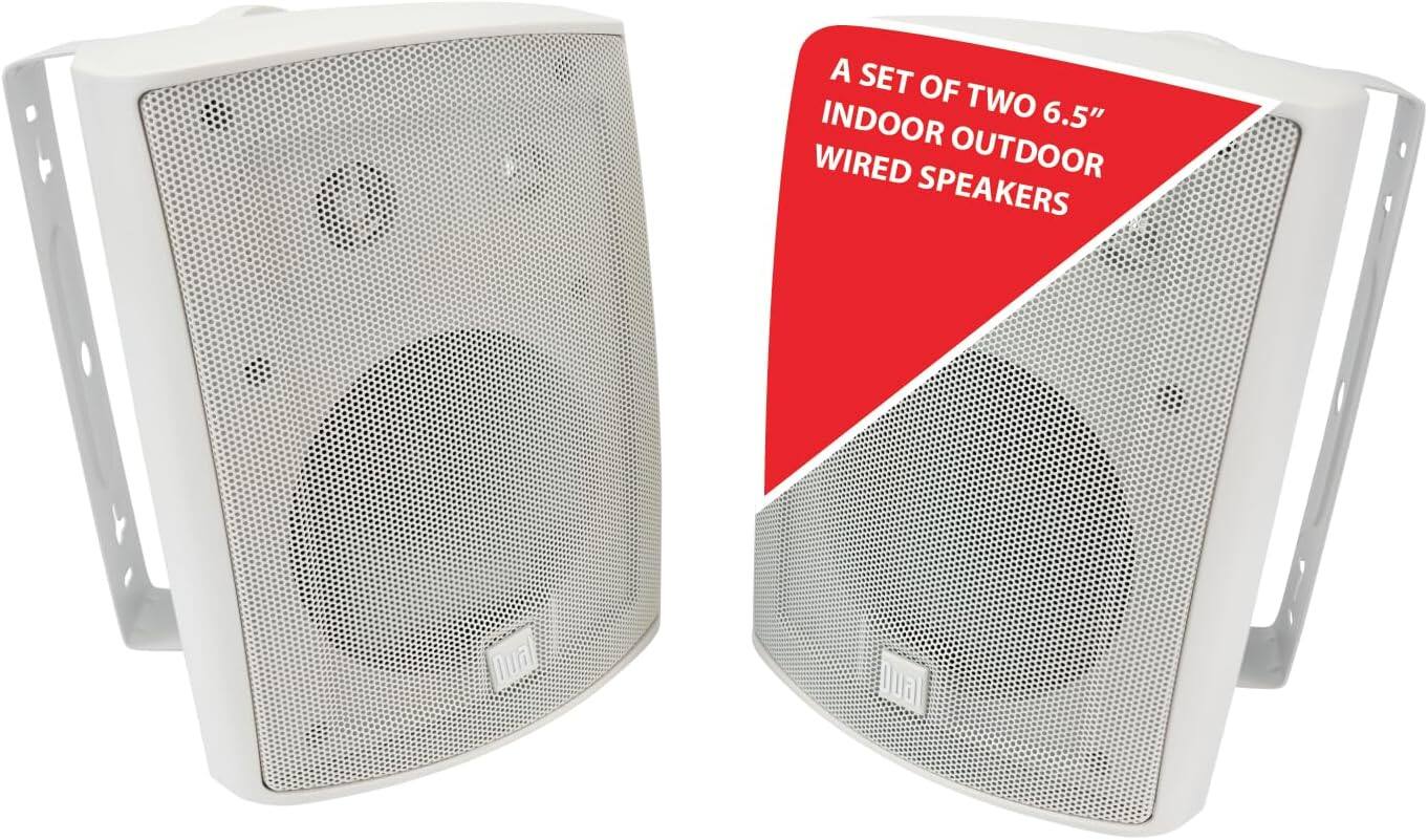 A set of two 6.5" indoor outdoor wired speakers