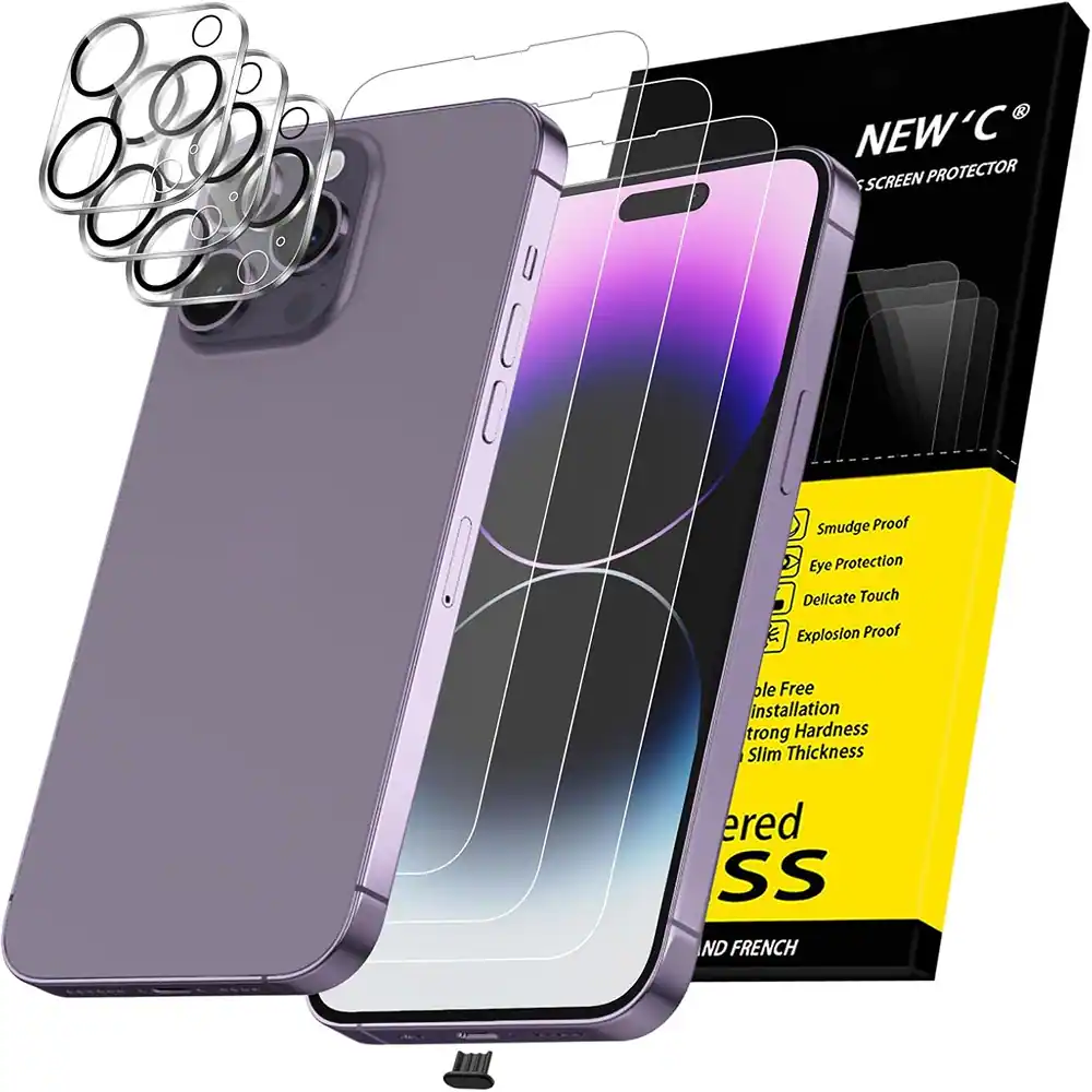 PARKER SLATER - 3x iPhone 14 Pro Max Screen & Camera Lens Protector, Case-Friendly, Ultra-Resistant - Clear
