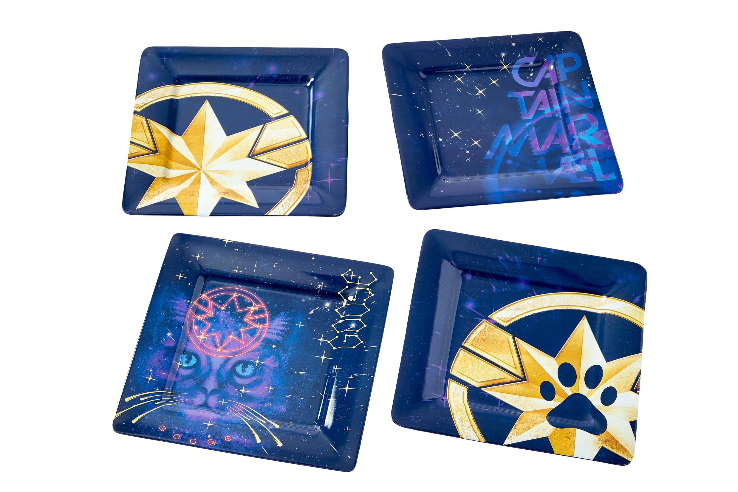 Marvel’s Captain Marvel Celestial Goose 4-Piece Melamine Plate Set - Blue
