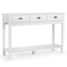 Kadyn - Modern Tall Entryway Table with 3 Drawers and 2 Tier Storage Shelves for Hallway and Living Room, Narrow Console Table - White