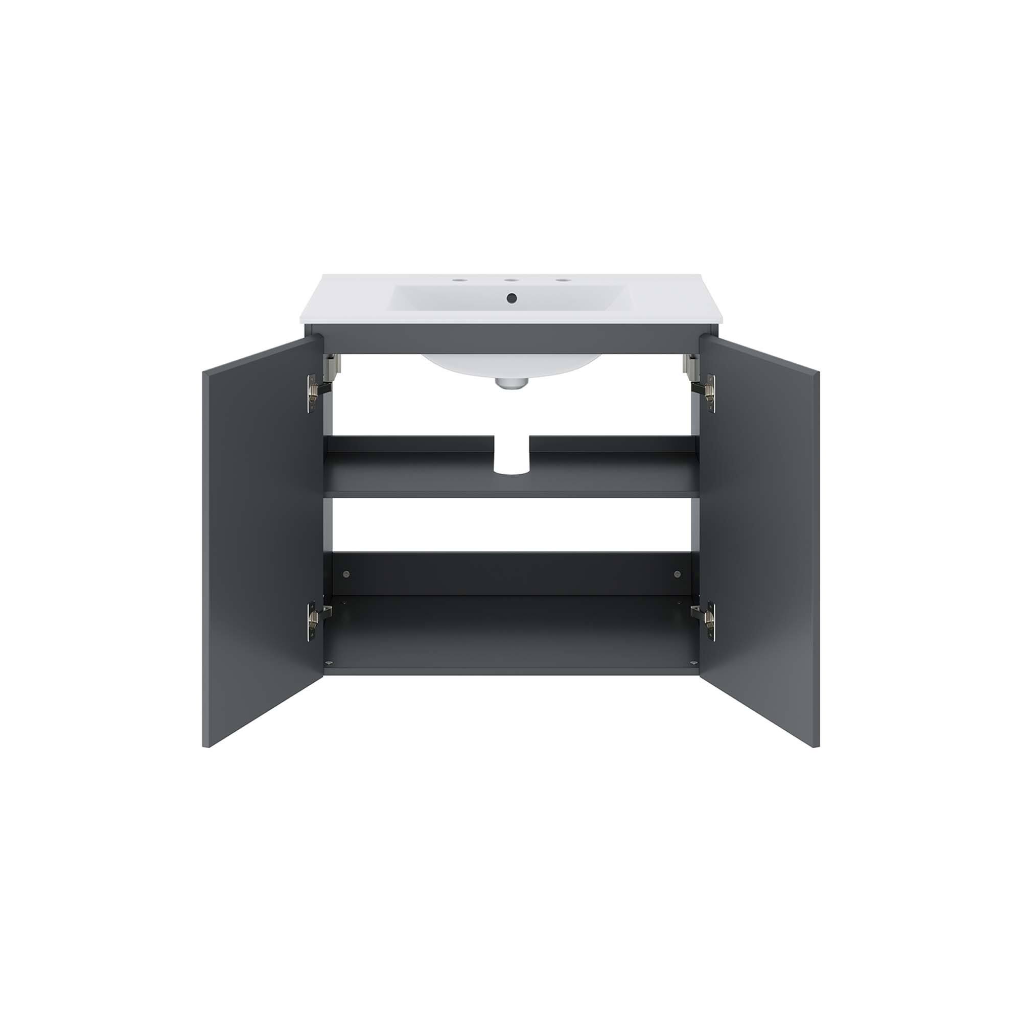 Alt View 2. Modway - Bryn Wall-Mount Bathroom Vanity Basin Included - Gray White.