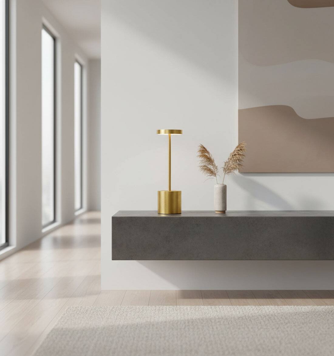 Alt View 3. FINEAK - LED Cordless Table Lamps 3 Color Stepless Dimming Battery Powered Lamp (Set of 2) - Gold.