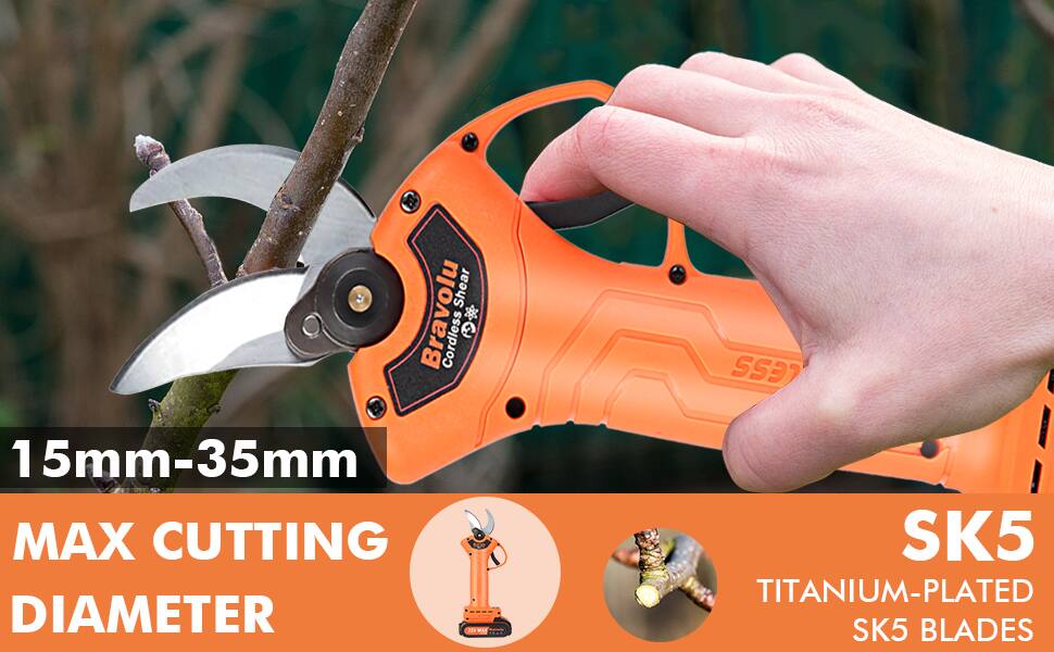 Shear Bravolu Cordless  
15mm-35mm MAX CUTTING DIAMETER  
SK5 TITANIUM-PLATED SK5 BLADES