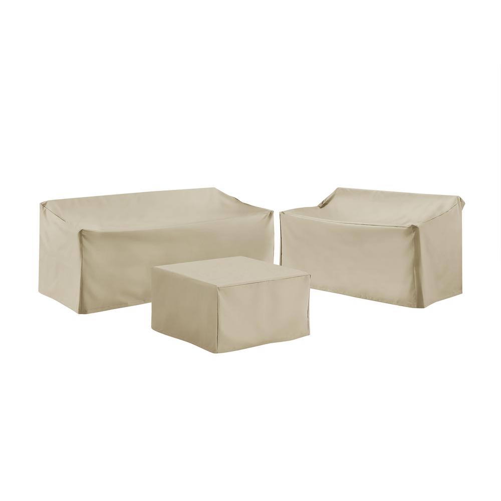 Back. Crosley Furniture - 3Pc Outdoor Furniture Cover Set - Tan.