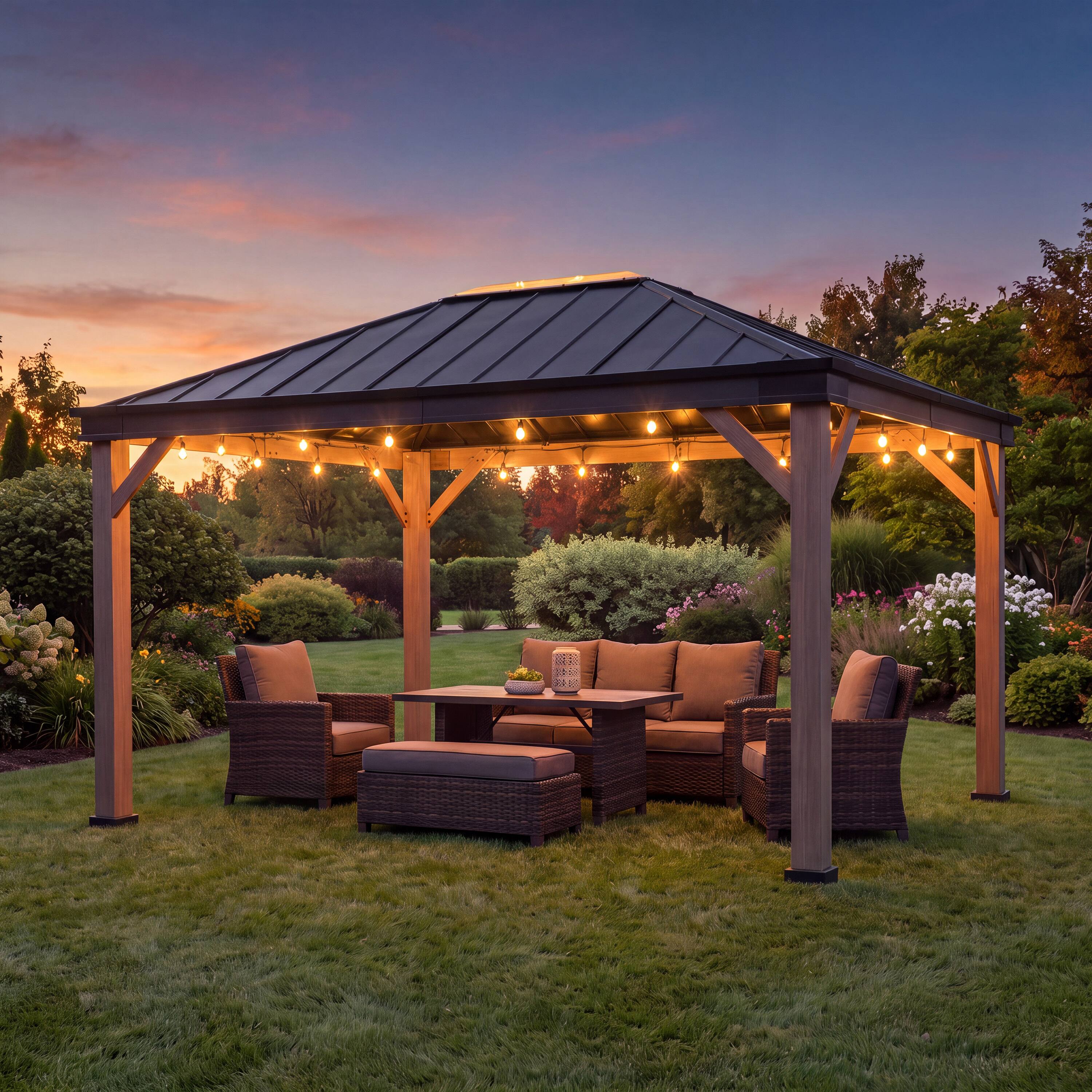 Alt View 10. SUNJOY - Sunjoy Cedarville 11 ft. x 13 ft. Hardtop Gazebo - Black.