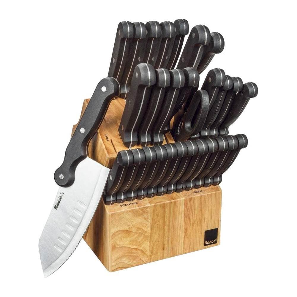 Best Buy: Ronco Six Star+ 30-Piece Knife Set Black/Brown KN2020BLGEN