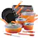 Angle. Rachael Ray - 14-Piece Cookware Set - Orange.