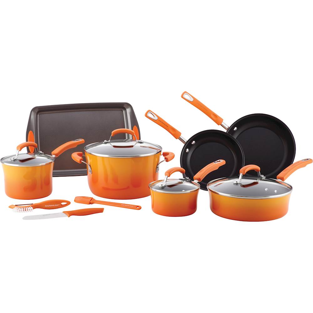 Best Buy: Rachael Ray 14-Piece Cookware Set Orange 17627