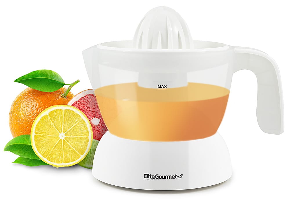 Front. Elite Gourmet - 16-Oz. Citrus Juicer - White.