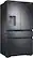 Angle. Samsung - 22.6 cu. ft. 4-Door Flex French Door Counter Depth Refrigerator with FlexZone Drawer - Black stainless steel.