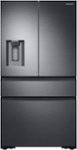 Front. Samsung - 22.6 cu. ft. 4-Door Flex French Door Counter Depth Refrigerator with FlexZone Drawer - Black Stainless Steel.