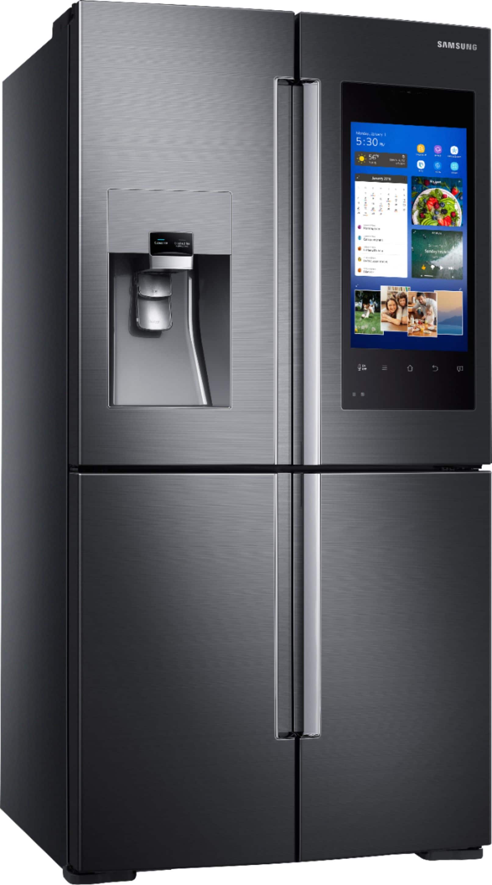 Angle. Samsung - Family Hub 2.0 22.0 Cu. Ft. 4-Door Flex French Door Counter-Depth Refrigerator.