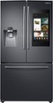 Front. Samsung - Family Hub 24.2 Cu. Ft. 3-Door French Door  Fingerprint Resistant Refrigerator - Black Stainless Steel.