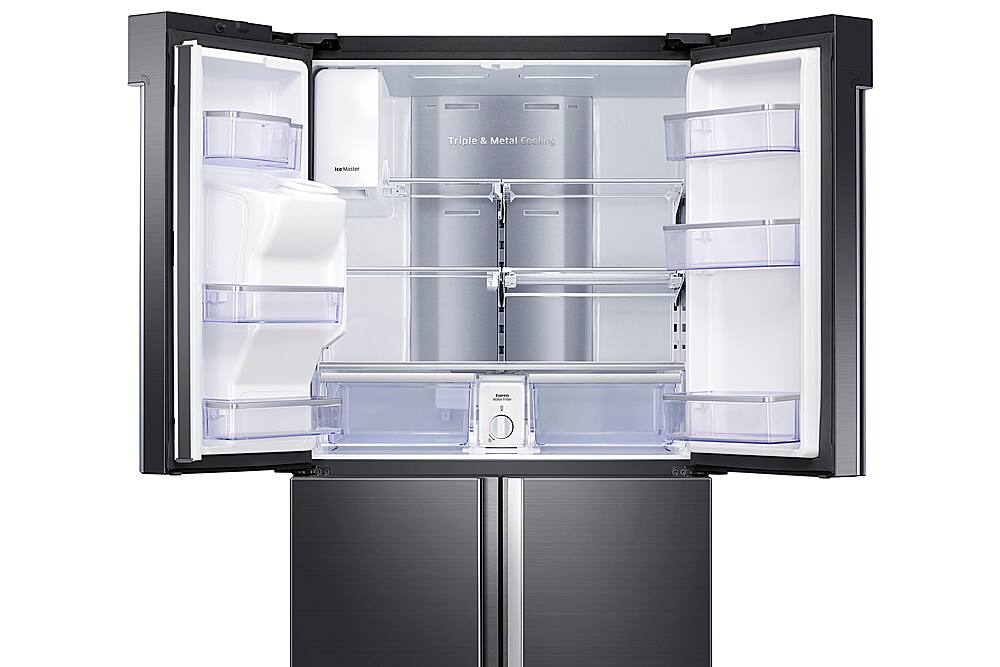 Alt View 31. Samsung - 22.7 Cu. Ft. 4-Door Flex French Door Counter-Depth  Fingerprint Resistant Refrigerator - Black stainless steel.