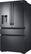 Left. Samsung - 22.7 Cu. Ft. 4-Door Flex French Door Counter-Depth Fingerprint Resistant Refrigerator - Black stainless steel.