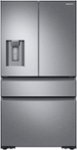 Front. Samsung - 22.6 cu. ft. 4-Door Flex French Door Counter Depth Refrigerator with FlexZone Drawer - Stainless Steel.