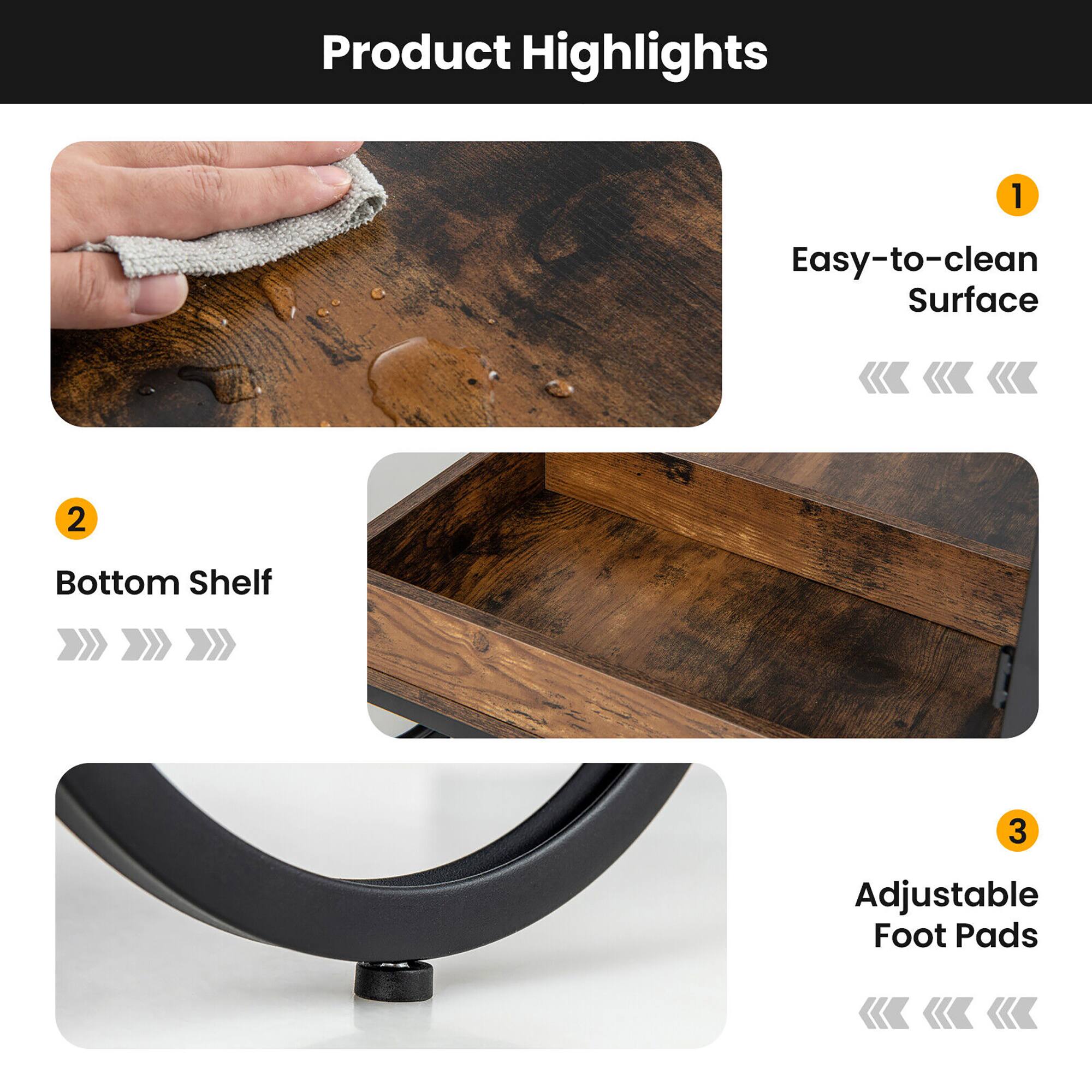Product Highlights

1. Easy-to-clean Surface

2. Bottom Shelf

3. Adjustable Foot Pads
