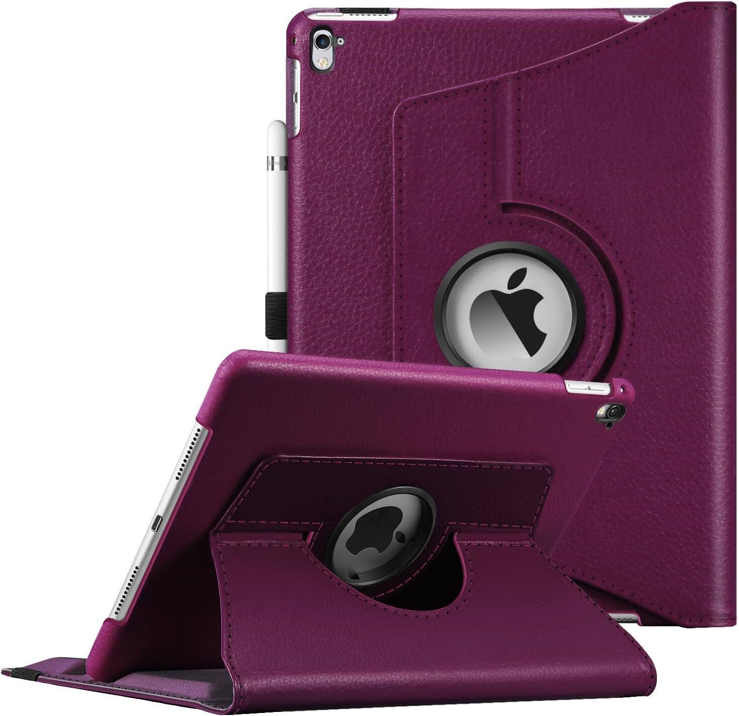 Front. Fintie - Rotating Case for iPad Pro 9.7-inch 2016 (A1673/A1674/A1675) 360° Swivel Stand Shockproof Cover with Pencil Holder - Purple.