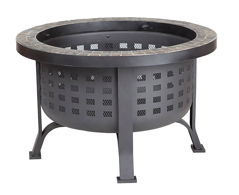 Alt View 14. Fire Sense - Alpina Round Slate Top Fire Pit - Black.