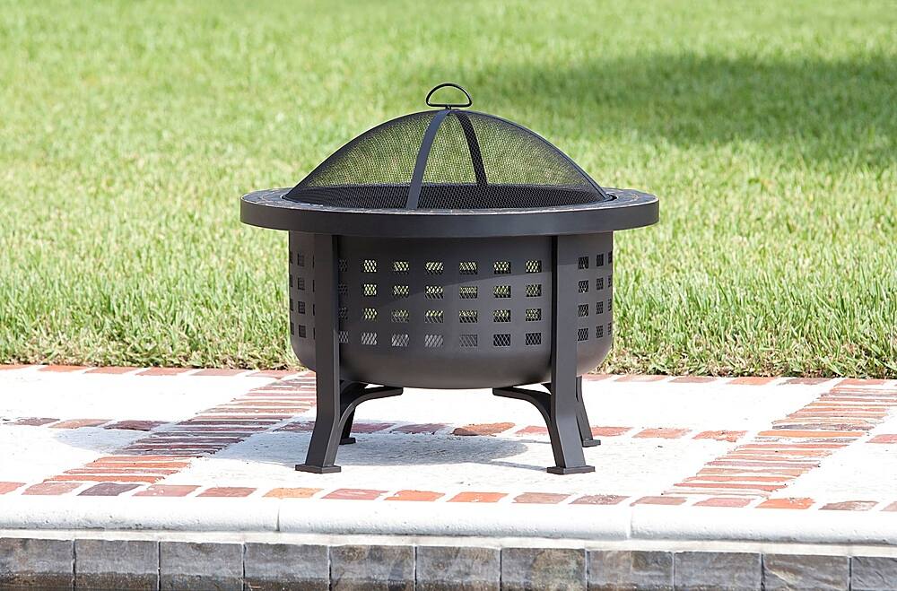 Alt View 15. Fire Sense - Alpina Round Slate Top Fire Pit - Black.