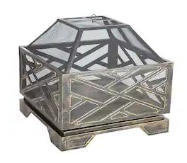 Fire Sense - Fire Pit Catalano Wood Burning Lightweight Portable Outdoor Firepit Backyard Fireplace for Camping Bonfire - Antique Bronze