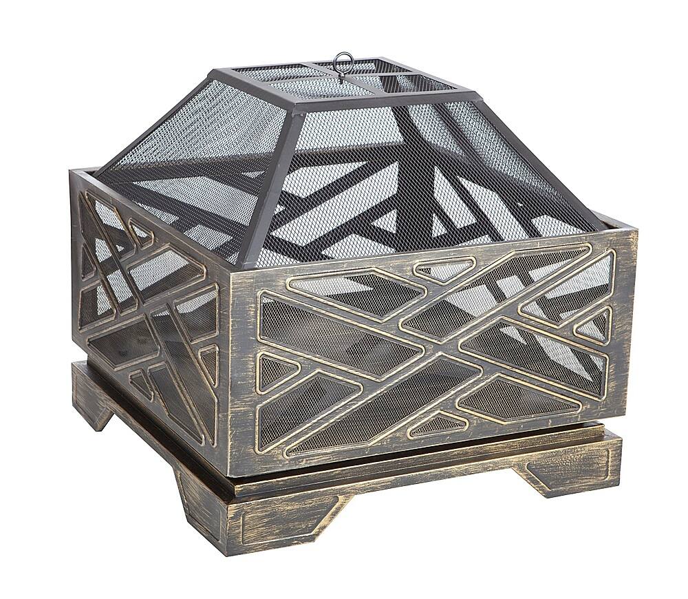 Front. Fire Sense - Catalano Square Fire Pit - Antique bronze.