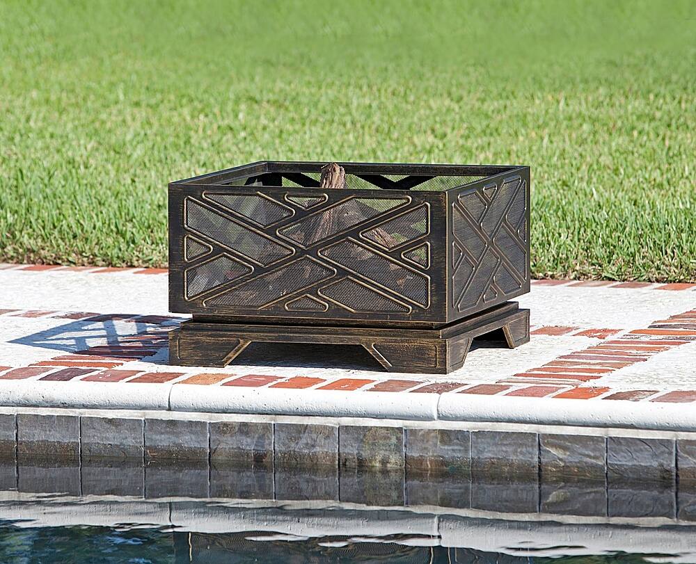 Alt View 12. Fire Sense - Catalano Square Fire Pit - Antique bronze.