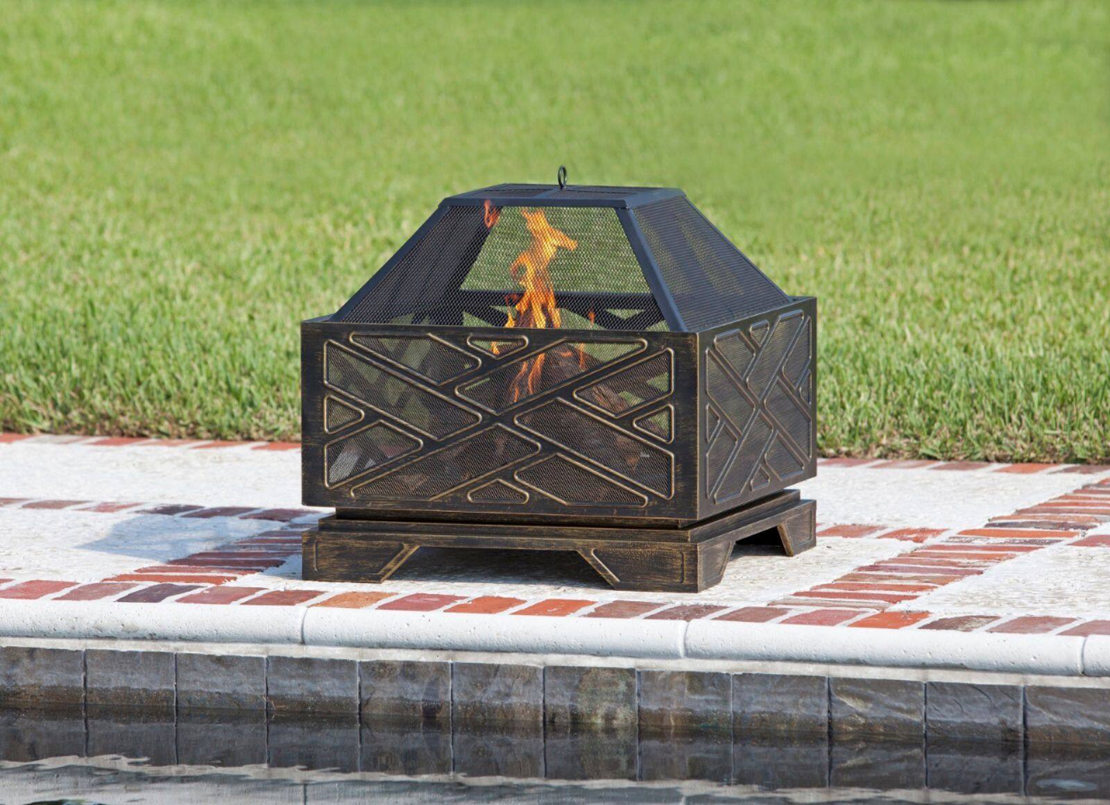 Alt View 14. Fire Sense - Catalano Square Fire Pit - Antique bronze.