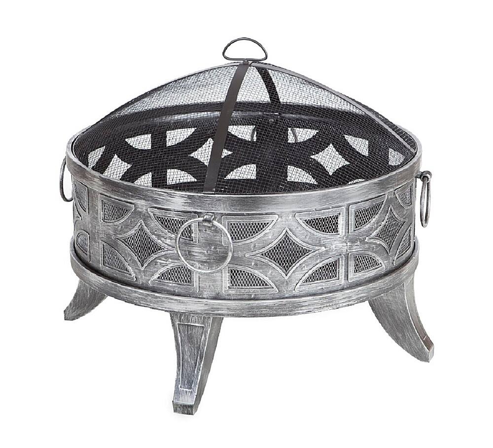 Front. Fire Sense - Firenzo Round Fire Pit - Antique Pewter.