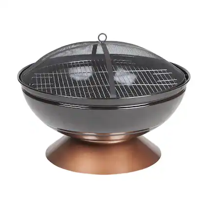 Front. Fire Sense - Degano Round Fire Pit - Black.