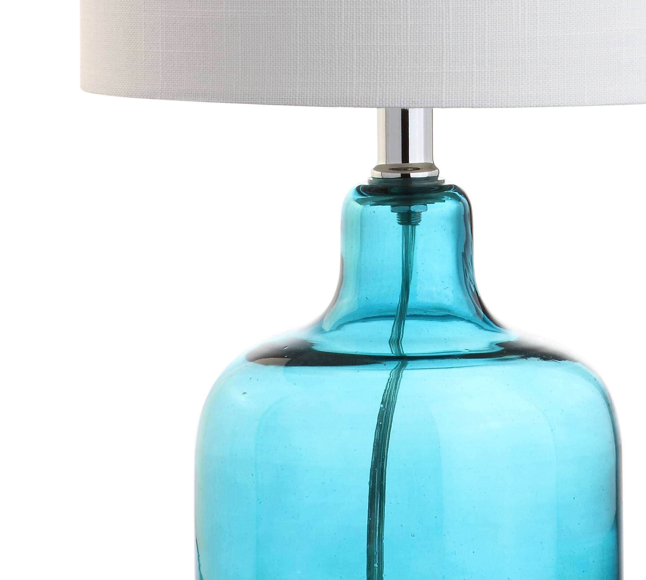 Alt View 6. Jonathan Y - Gemma 19" Glass Bell LED Table Lamp, Moroccan Blue - Moroccan Blue.