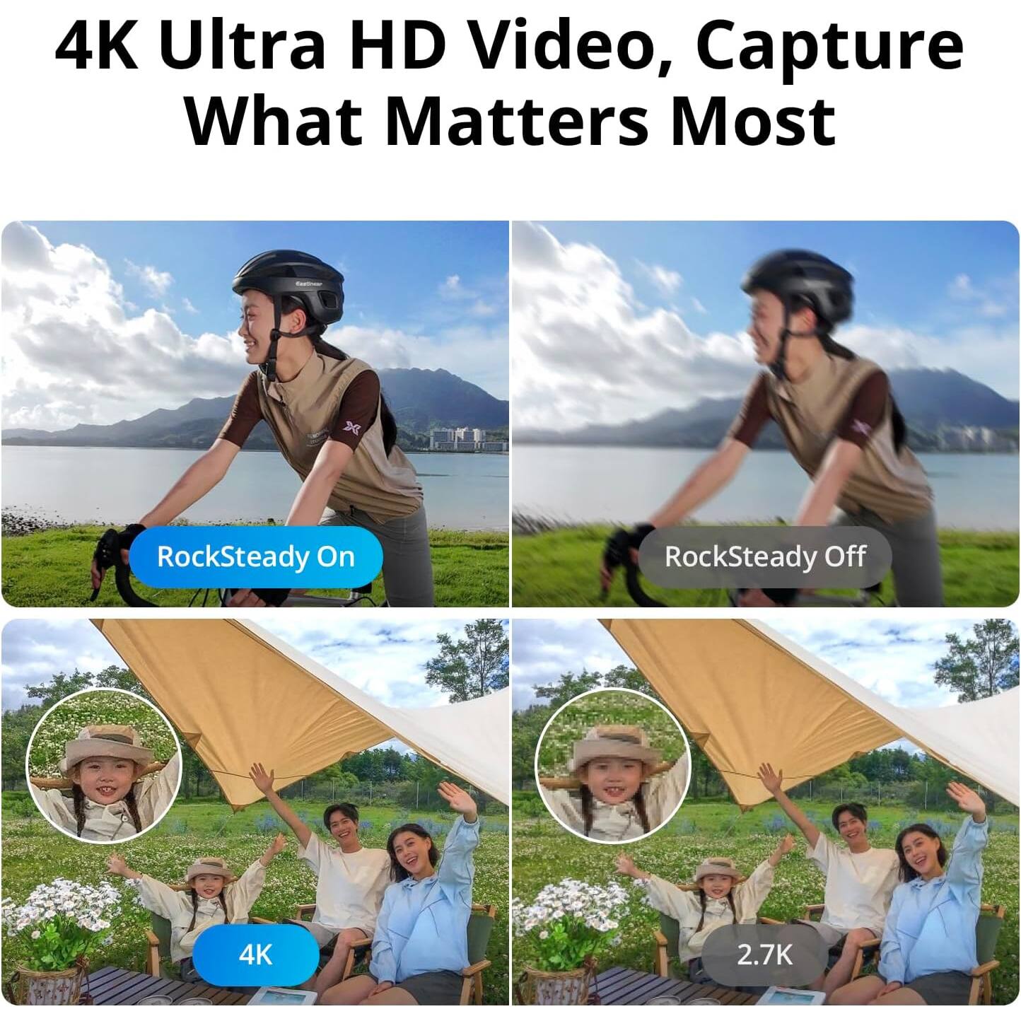 4K Ultra HD Video, Capture What Matters Most

RockSteady On

RockSteady Off

4K

2.7K