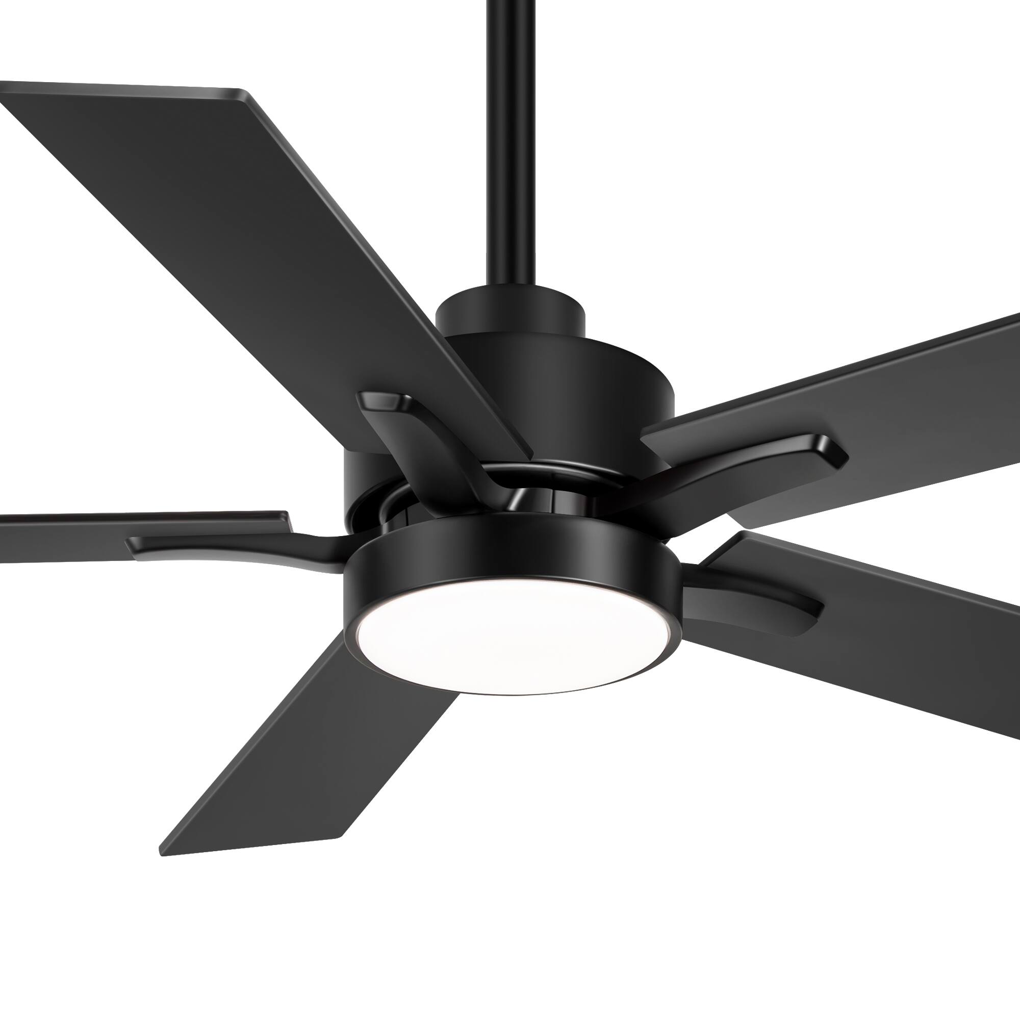 Left. Breezary - 42" Ceiling Fan with Integrated LED Light Kit, 6-Speed DC Motor, Remote Control and Reversible Blades - Matte Black.